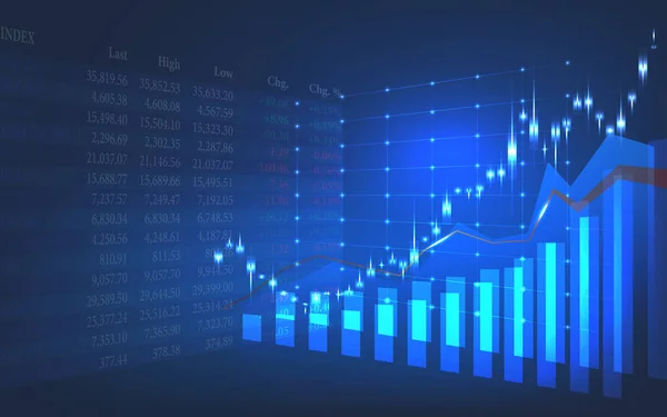 Finansal yatırım konsepti için perspektif grafik tasarımı açısından borsa veya önx ticaret şeması