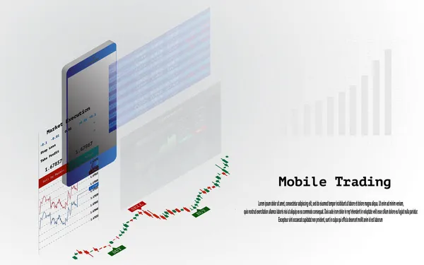 Crypto Monnaie Forex Bourse Application Mobile Illustrations Vectorielles Isométriques — Image vectorielle