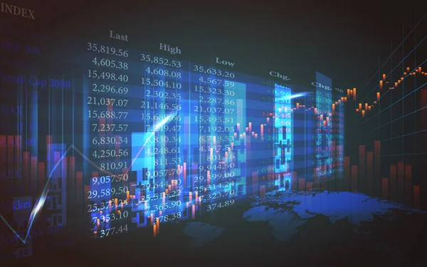 期货交易概念中的股票市场或外汇交易图 摘要全球金融背景 矢量图解 — 图库矢量图片
