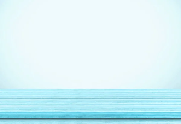 Empty Blue Wood Table Top Blue Background — Foto de Stock