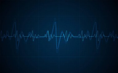 Acil durum ekokardiyografi. Mavi parıldayan neon kalp atışı. Kalp atışı. Elektrokardiyogram