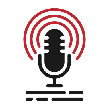 Podcast mikrofon. Mikrofon vektör simgesi. Podcast kavramını göster 