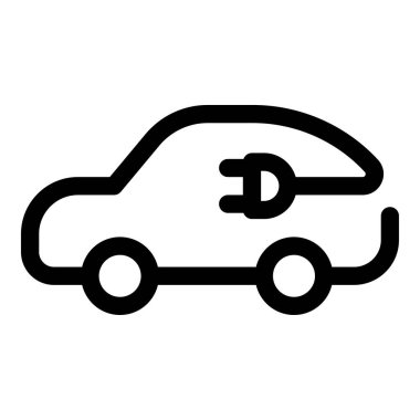 Beyaz arka planda eklenti simgesi olan elektrikli araba, EV araba, çevre dostu araç kavramı