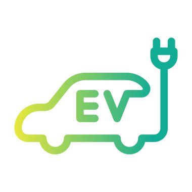 Beyaz arka planda eklenti simgesi olan elektrikli araba, EV araba, çevre dostu araç kavramı