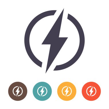 Beyaz arkaplanda yıldırım simgesi iosolasyonu