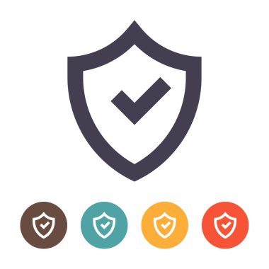 Beyaz arkaplanda işaretleme simgesi olan kalkan