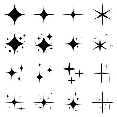 Beyaz arkaplanda izole edilmiş sarı parlak yıldızlar