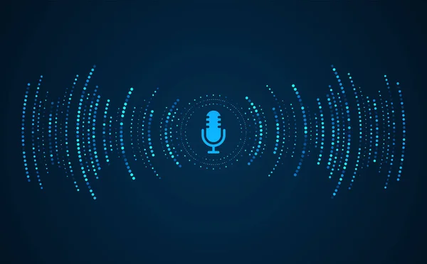 Podcast konsepti. Ses kayıt dalgalı mikrofon. Gelecek teknolojisi