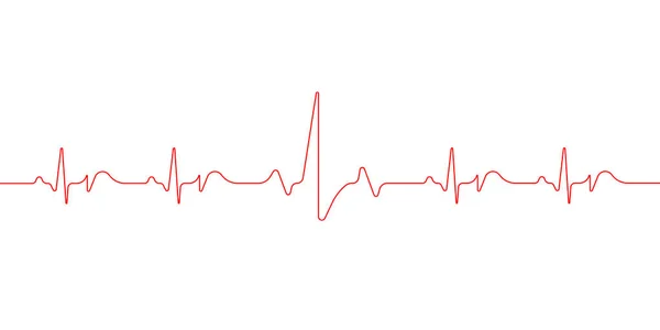 Hearbeat Red Line Pulse Red Vector Trace Ekg Cardio Line — Stock Vector