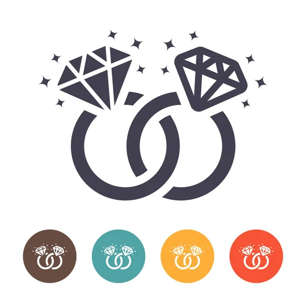 Diamond Engagement Ring Icon White Background — Stockový vektor