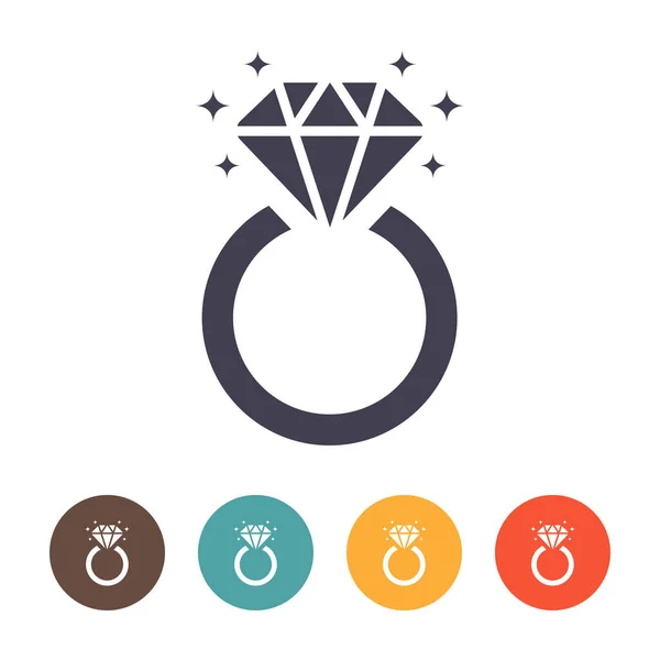 Diamond Engagement Ring Icon White Background — Stockový vektor