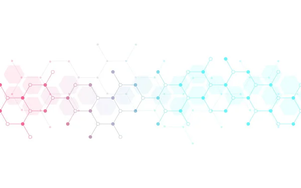 Altıgen desenli arka plan. Genetik araştırma, moleküler yapı. Kimya mühendisliği. Yenilik teknolojisi kavramı. Tasarım, sağlık, bilim ve tıp geçmişi için kullanılır. 