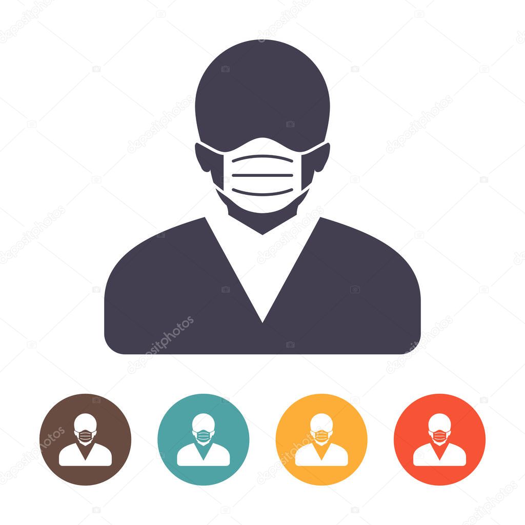 Man in face mask icon