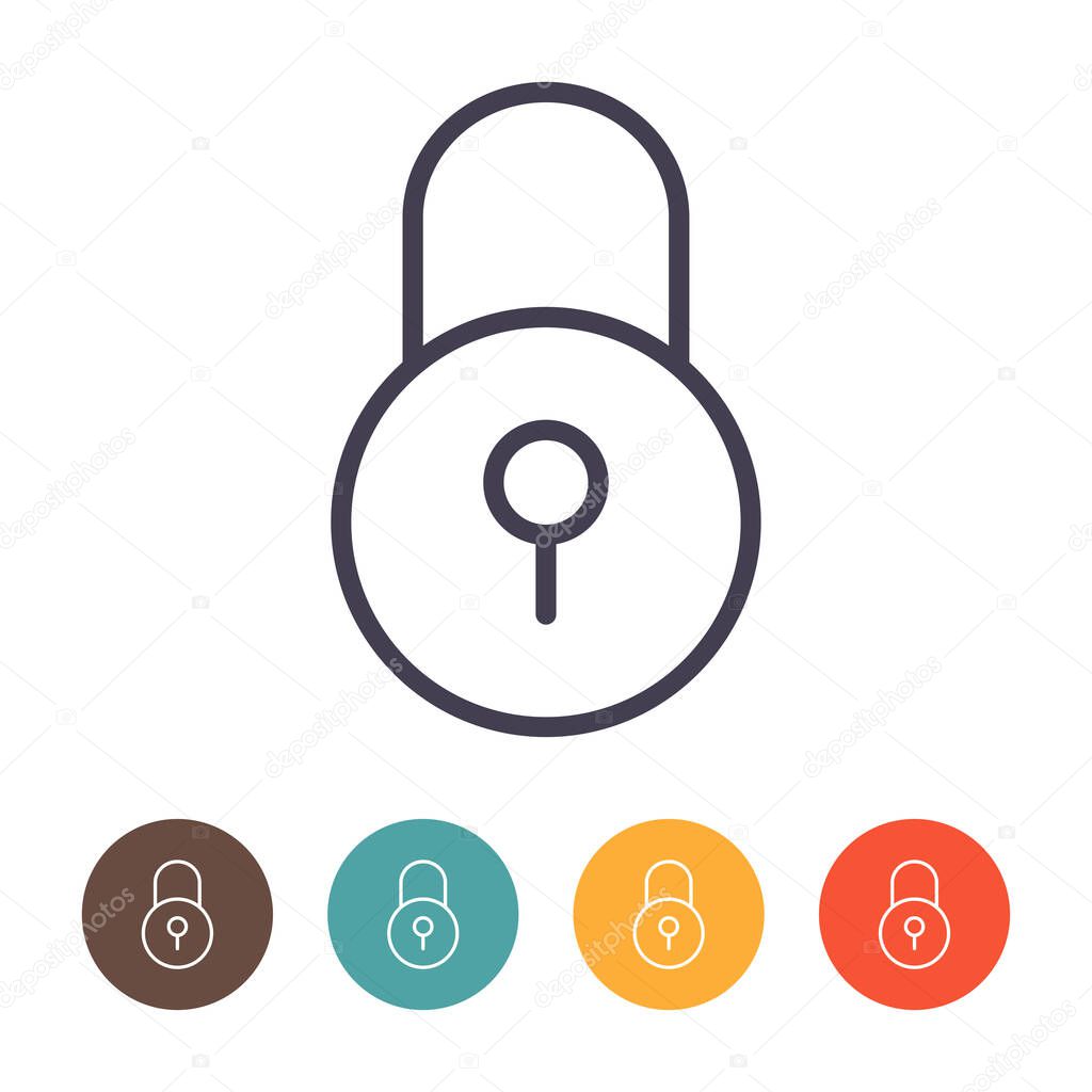 Padlock line icon isolated on a white background