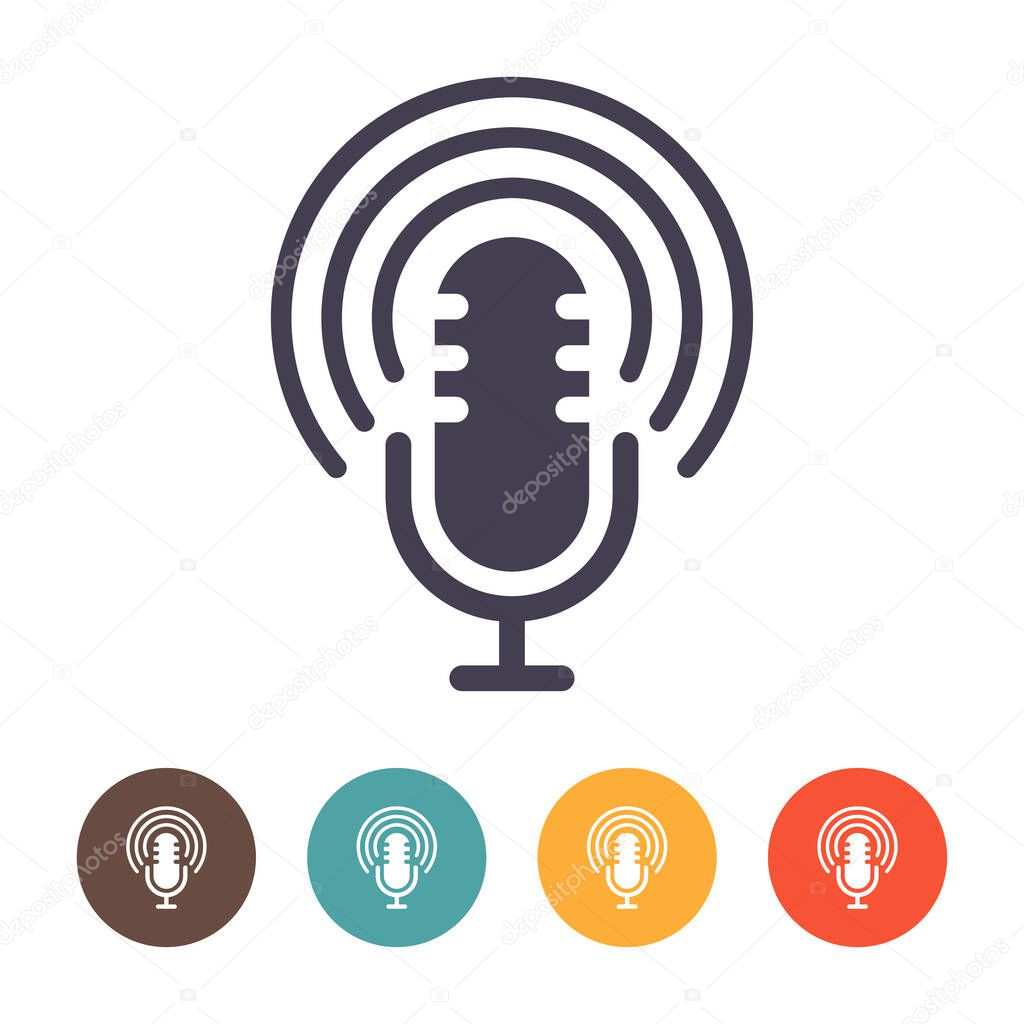 Podcast microphone. Microphone vector icon. Concept podcast 