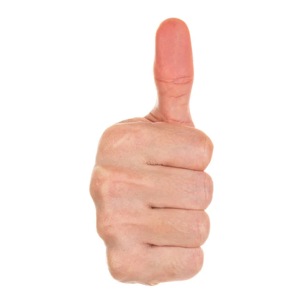 Male Hand Showing Thumbs Sign Isolated White Background Clipping Path — Stock Photo, Image