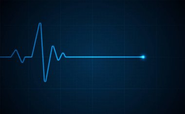 Acil durum ekokardiyografi. Mavi parıldayan neon kalp atışı. Kalp atışı. Elektrokardiyogram