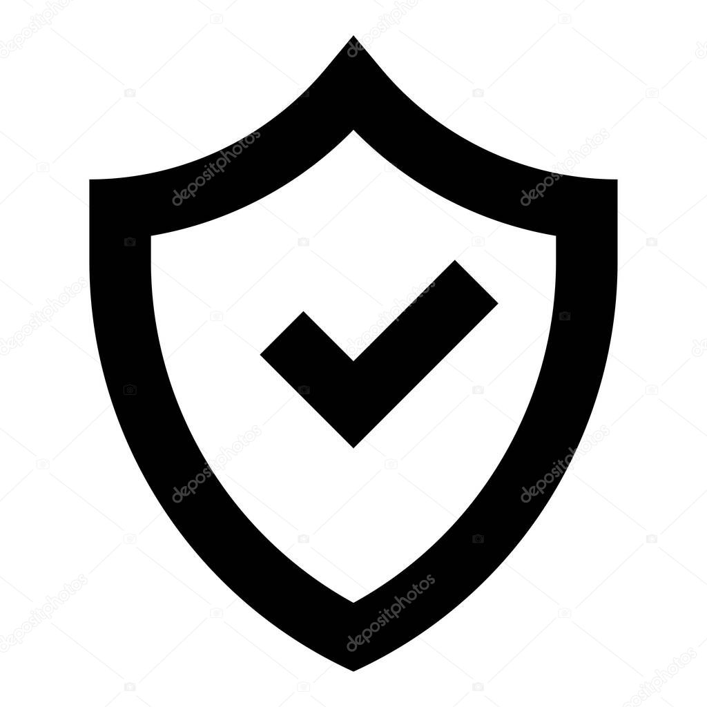 Shield with a checkmark icon on white background