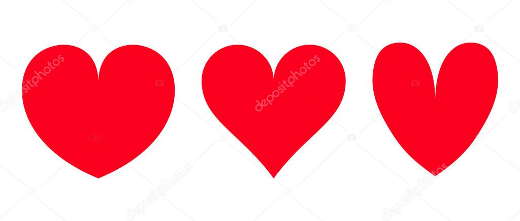 Red heart icon isolated on white background