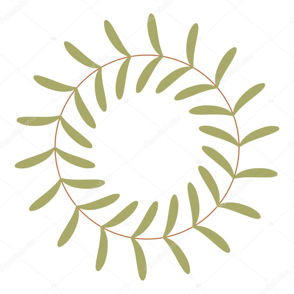 Doodle floral,line and leaf circle frames