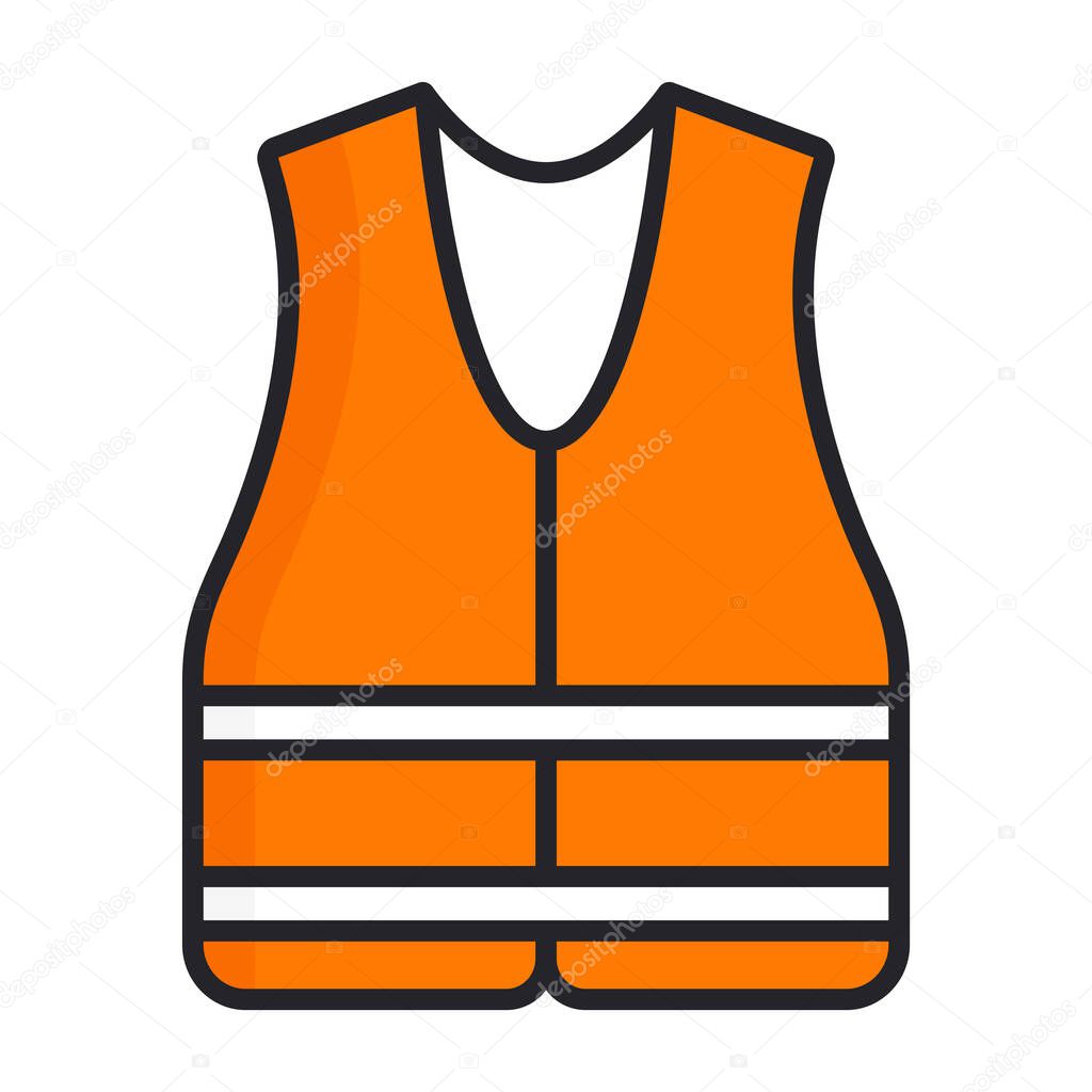 Orange safety vest icon on white background