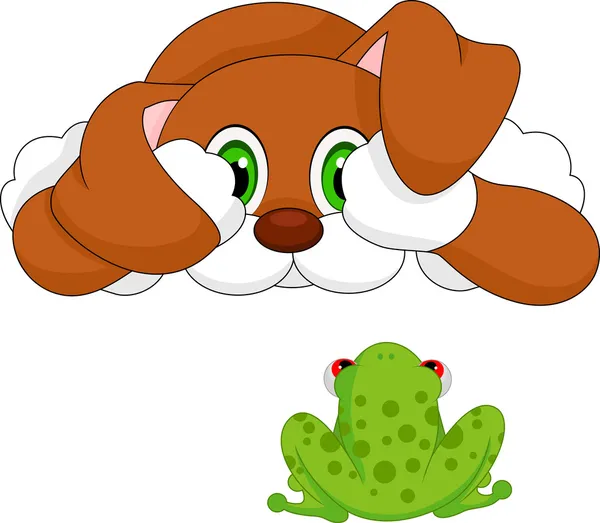 Chien et grenouille dessin animé — Image vectorielle