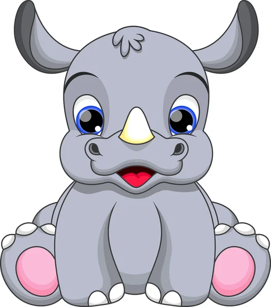 Χαριτωμένο μωρό ρινόκερος κινουμένων σχεδίων — Διανυσματικό Αρχείο