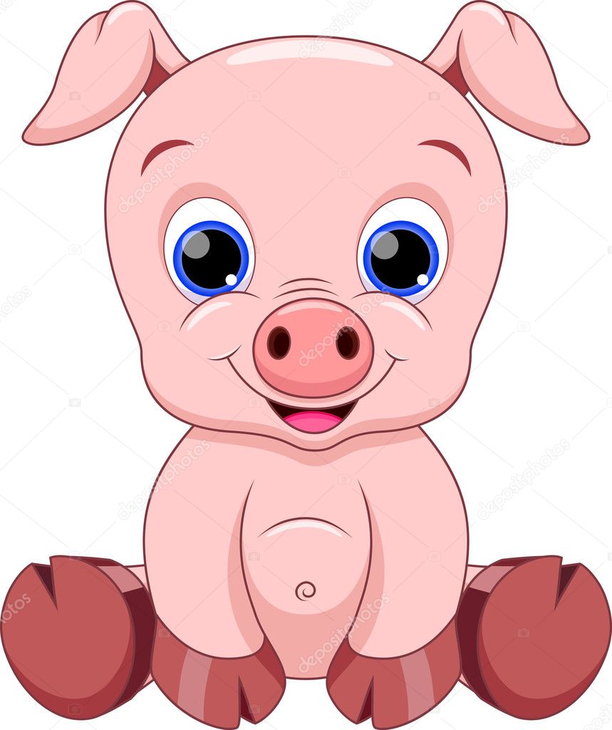 Cute baby pig cartoon