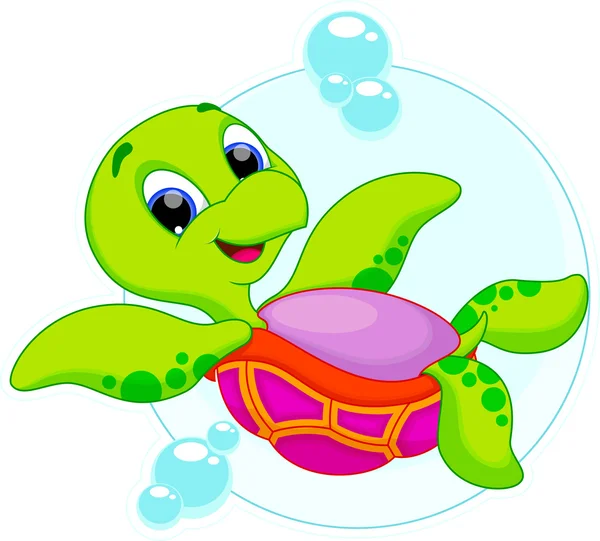 Tortuga marina de dibujos animados — Vector de stock