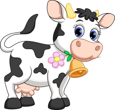 Cute cow cartoon clipart