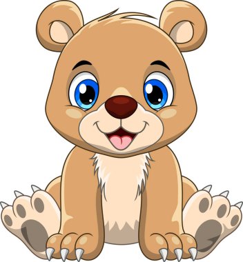 Çizgi film sevimli bebek ayı oturuyor.