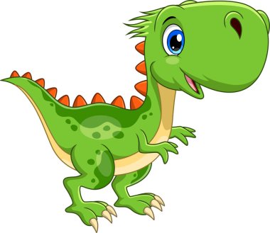 Beyaz arka planda izole edilmiş şirin bebek dinozor çizgi filmi.