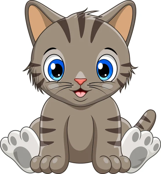 Karikatura Roztomilé Dítě Kočka Sedí — Stockový vektor