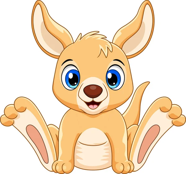 Tecknad Söt Baby Känguru Sitter — Stock vektor