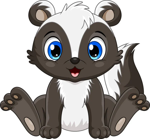 Cartone Animato Carino Skunk Bambino Seduto — Vettoriale Stock