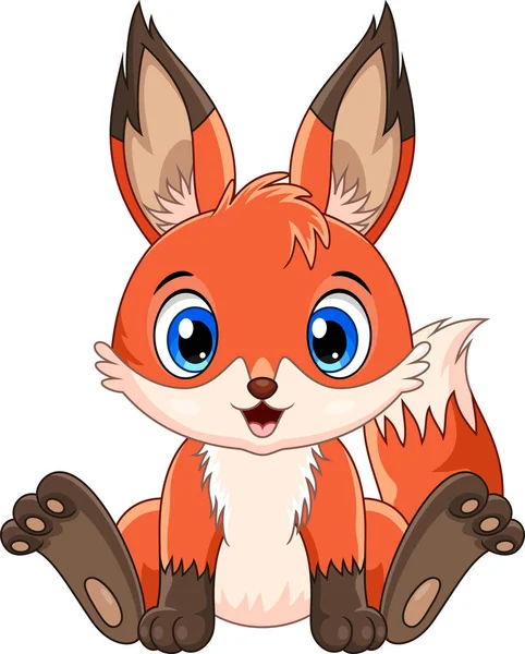 Cartoon Cute Baby Fox Sitting — Stock Vector