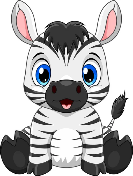 Cartoon Cute Baby Zebra Sitting — Stock Vector