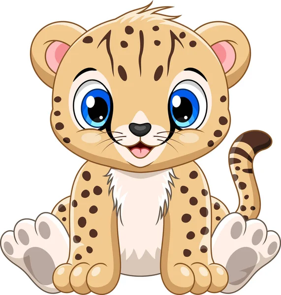 Cartoon Cute Baby Cheetah Sitting — Stock Vector