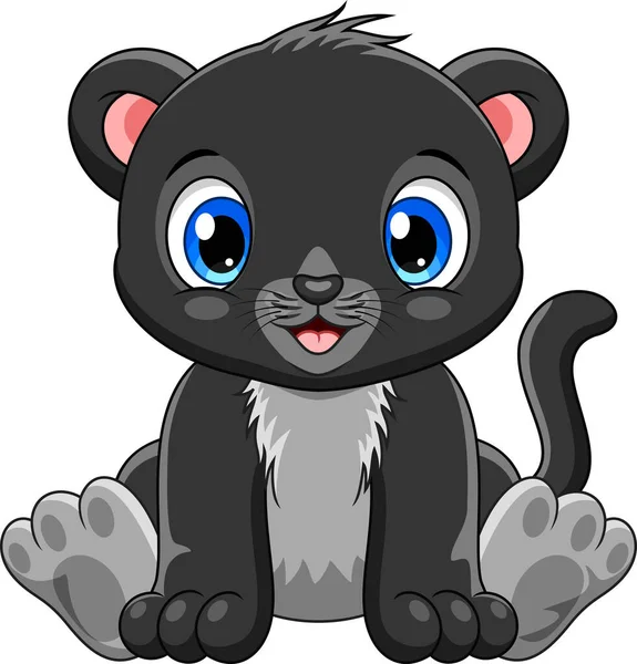 Cartoon Cute Baby Panther Sitting — Stock Vector