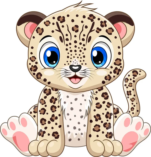 Tecknad Söt Baby Leopard Sitter Stockvektor