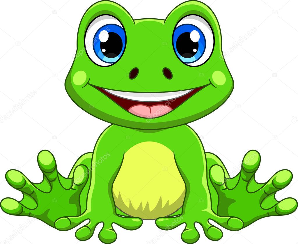 Cartoon cute baby frog sitting