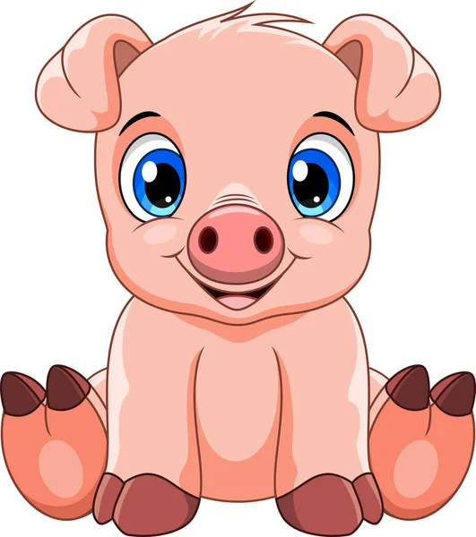 Cartoon Cute Baby Pig Sitting — Stock Vector