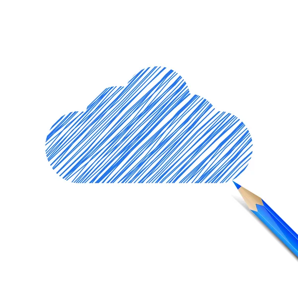 Blaue Wolke mit Bleistift gezeichnet — Stockvektor