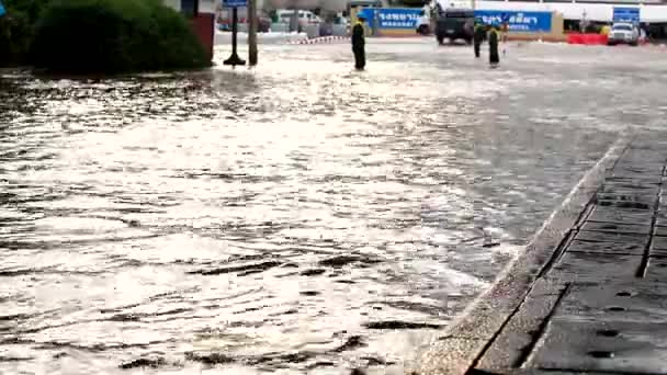 Nakhonratchasima Thajsko Října 2021 Letecký Pohled Povodně Zatopené Domy Masové — Stock video
