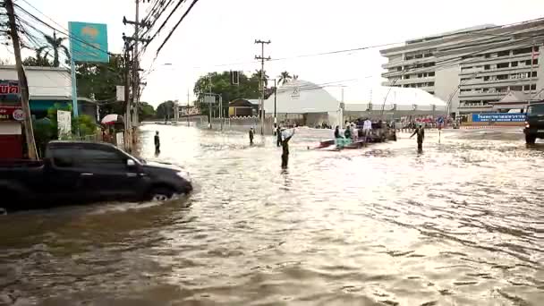Nakhonratchasima Thailand Oktober 2021 Flygfoto Översvämningar Och Översvämmade Hus Massan — Stockvideo