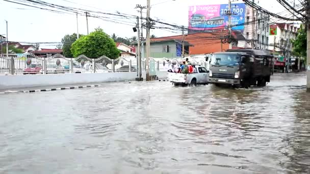 Nakhonratchasima Thaïlande Octobre 2021 Vue Aérienne Inondations Maisons Inondées Catastrophes — Video