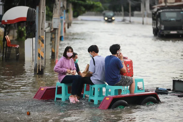 Nakhonratchasima Thajsko Října 2021 Zaplavené Domy Masové Přírodní Pohromy Zkáza — Stock fotografie
