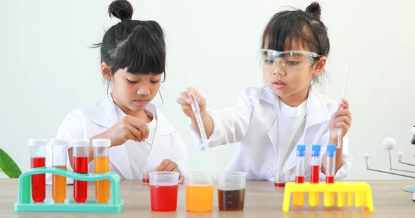 Little Girl Asian Cute Little Student Child Learning Research Doing — Stock Photo, Image