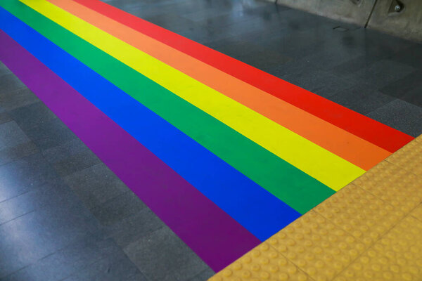 Rainbow Walkway Welcomes Pride Month Festival Rainbow Pride Symbol Lesbian Stock Picture