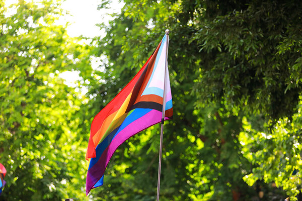 Rainbow Flag Welcomes Pride Month Festival Rainbow Pride Symbol Lesbian Stock Image